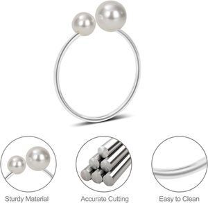 Anillos para Servilletas de Perlas Doradas, Porta Servilletas Plateados, Hebillas para Servilletas de Mesa para Decoración de Mesa de Comedor, Suministros para Fiestas de Navidad y Bodas - Product Image 2