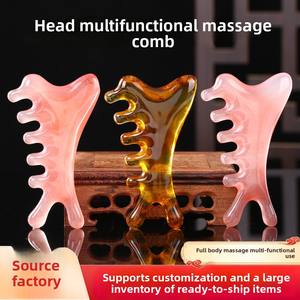 Sisir pijat Resin empat dalam satu multifungsi sisir cendana Gua Sha kulit kepala terapi akupuntur wajah sisir Meridian - Product Image 4