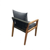 Chaise de salle à manger d'extérieur portable moderne en teck et corde pour villa, cour, école et parc