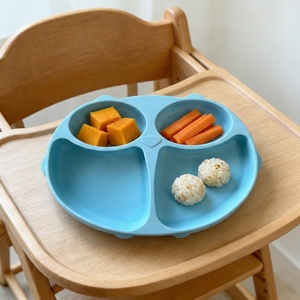 Umweltfreundlicher Reiner Silikon-Fütterteller für Kleinkinder mit Saugnapf-Boden Unzerbrechliche Eulen-Design Baby-Schüssel mit Fächern - Product Image 2