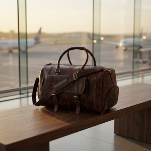 Sac de voyage en cuir véritable Crazy Horse fabriqué à la main par Rub International, avec taille personnalisée et design portable pour les voyages et la salle de sport - Product Image 1
