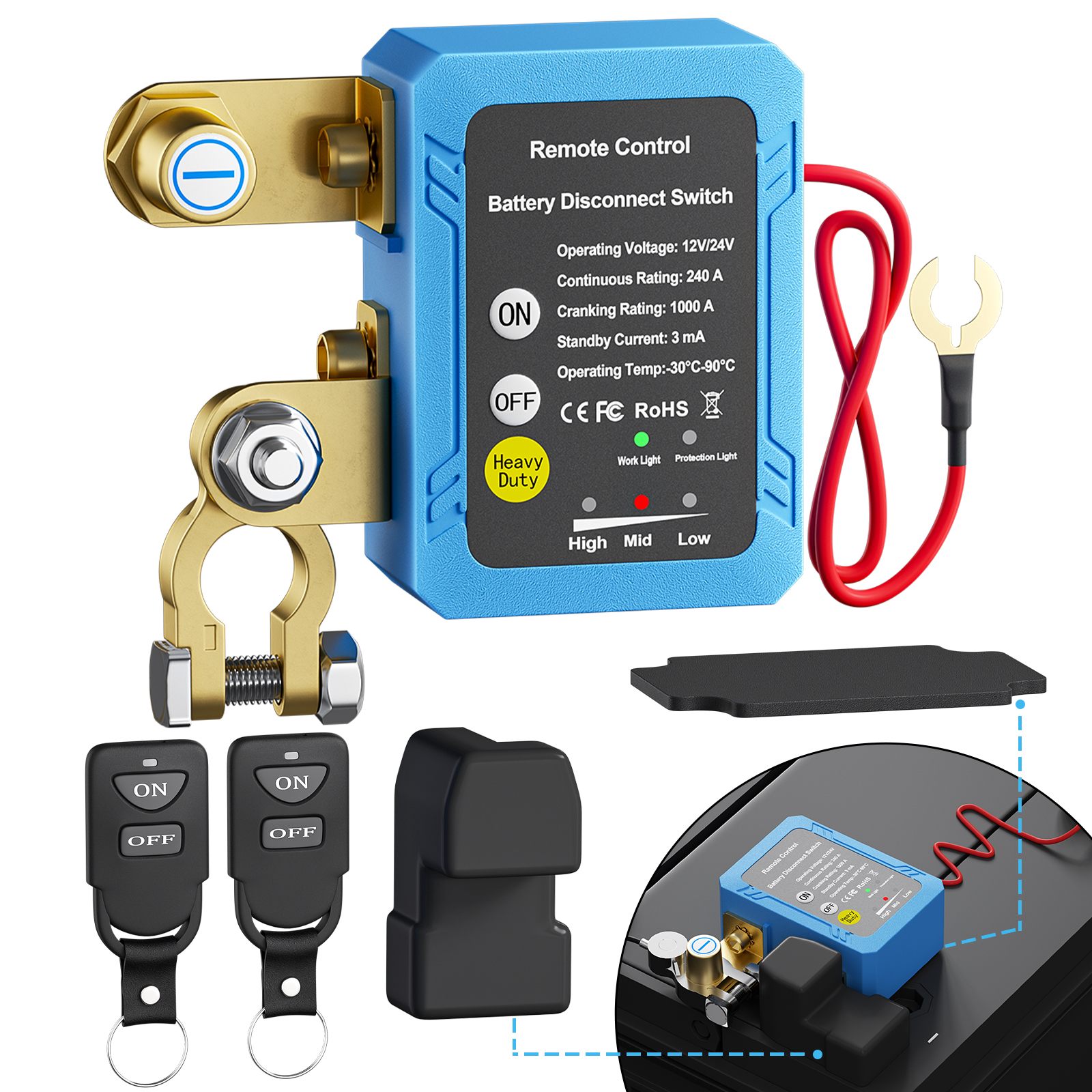 12V 240A пульт дистанционного управления выключатель батареи с противоугонной защитой и функцией отключения питания для автомобильного прицепа RV