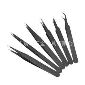 Pinzas de acero inoxidable de 2 mm de grosor, pinzas negras, alicates ESD de punta curva y recta, para recoger plumas de nido de pájaro - Product Image 4