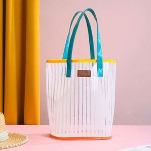 2025 Summer Sea Colorful <b>Letter</b> Printing Clear Pvc <b>Plastic</b> Tote Shoulder Bag Jelly Travel Shoulder Beach Bags - Product Image 6