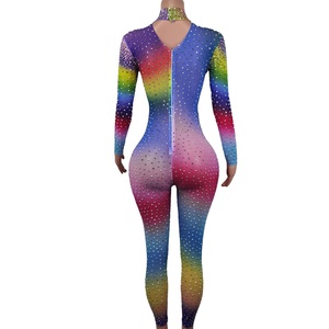 Body Sexy de Color Caramelo con Diamantes de Imitación para Club Nocturno, Mamelucos Ajustados para <span class=keywords><strong>Fiesta</strong></span> de Cumpleaños, Ropa de Actuación, Monos de Diamantes de <span class=keywords><strong>Talla</strong></span> <span class=keywords><strong>Grande</strong></span> para Mujer - Product Image 3