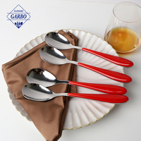 Cuillère à dîner en acier inoxydable 410 de qualité supérieure avec manche en plastique rouge – Ensemble de couverts pour sublimer la mise en scène de la table et laisser une touche de mode