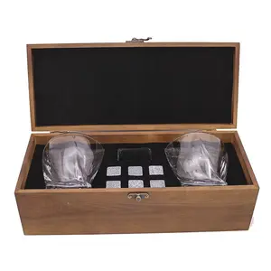 Factory price Whiskey Glass set and whiskey stone with Boxed Set wooden box