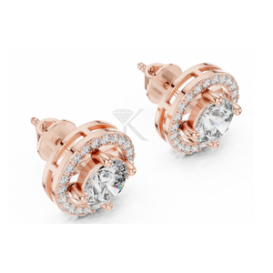 Pendientes de Diamantes Cultivados en Laboratorio con Halo Flotante, Engaste en Oro Amarillo y Cierres de Rosca Seguros, Elegantes y Minimalistas - Product Image 6