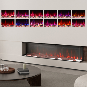 Caminetto Elettrico Moderno a 3 Lati con LED, Montaggio a <span class=keywords><strong>Parete</strong></span> e Mobile TV Integrato, per Soggiorno con Funzione di Riscaldamento - Product Image 2