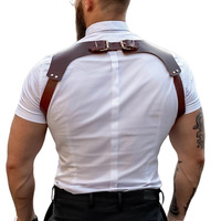 Arnés de Pecho de Cuero PU Resistente al Agua con Tirantes Ajustables, Correas de Hombro y Brazos, Cinturón Negro SM Sexy y Divertido Estilo Punk