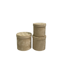 Vente en gros de boîtes à chapeaux cylindriques de luxe pour toujours avec couvercle boîte à fleurs portable en velours rose grand cercle rond ensemble de trois pièces
