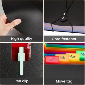 แฟ้มจัดระเบียบเอกสารแบบพับได้ 13 ช่อง พร้อมป้ายเปล่าสำหรับเขียน  แบบพกพา สำหรับจัดเก็บเอกสารรายเดือน บิล ใบเสร็จรับเงิน และเอกสารภาษี - Product Image 4