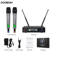 Ensemble de micro vocal sans fil UHF professionnel Microphone sans fil portable dynamique Système de communication sans fil Casque 2 canaux
