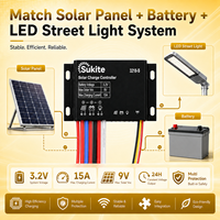 Contrôleur de charge solaire PWM plat de qualité extérieure Sukite 3218 3.2V 25W 15A pour projet d'ingénierie solaire