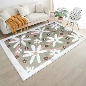 החלקה קל נקי פרחי דפוס 3d שטיח מודרני מותאמת אישית רכה ירוק זיון יוקרה אזור שטיחים לסלון חדר