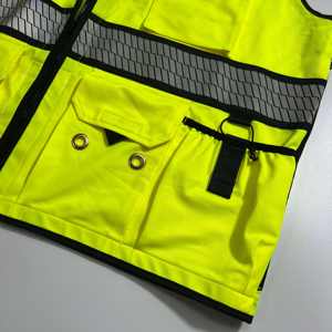 Chaleco de Seguridad Reflectante Personalizable con Múltiples Bolsillos, Alta Visibilidad ANSI Clase 2, Amarillo, 100% Poliéster Malla, Logotipo Personalizado, Cierre de Cremallera - Product Image 5