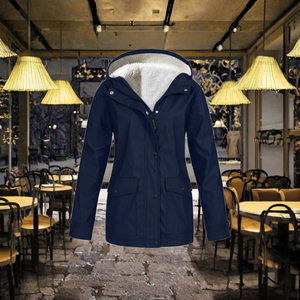 Chaqueta impermeable con capucha y forro polar para mujer, abrigo de lluvia con forro sherpa, ropa exterior informal de otoño e invierno con chaquetas cálidas para mujer - Product Image 3