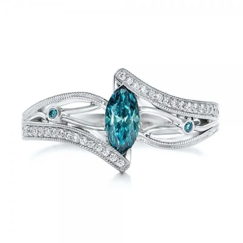 Оптовая продажа кольцо высшего качества 925 Стерлинговое Серебро с украшением в виде синих кристаллов и заполнены круглой формы кольцо для женщин ювелирные изделия от производителя