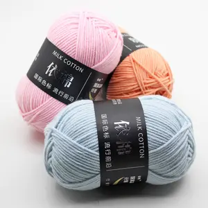 4ply環境にやさしい手編み綿混紡糸かぎ針編みミルク綿糸50g/ロールかぎ針編み100% アクリル糸編み物用
