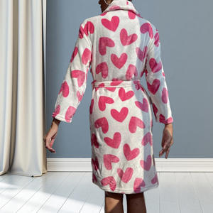 Phụ Nữ Tình Yêu Sang Trọng Flannel Áo Choàng Phụ Nữ Ngắn Khăn Choàng Áo Ngủ Ấm Mùa Đông Và Mùa Thu Mới Loungewear Nhà Áo Choàng Tắm - Product Image 2