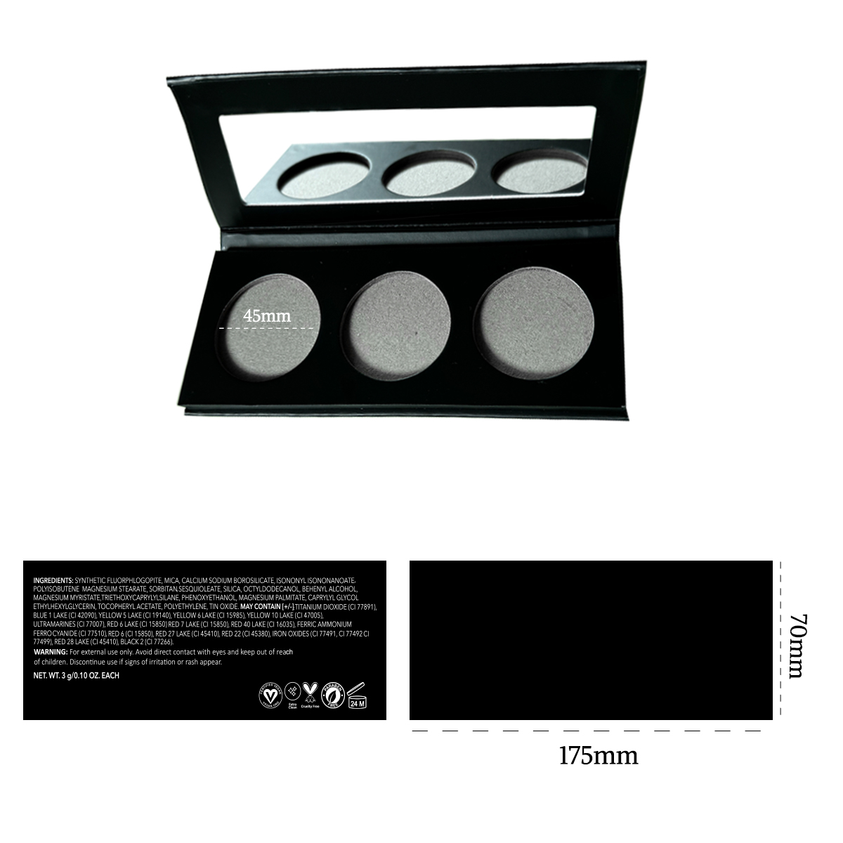 Palette 3 round blush noir