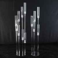 Grand chandelier en acrylique élégant pour mariage, support de bougie transparent en forme de colonne florale pour centres de table d'événements et de fêtes