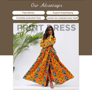 Vente en gros de robes imprimées à la cire, vêtements africains à manches longues pour femmes, grande taille, Kente infinity - Product Image 2
