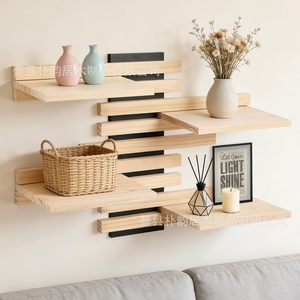Étagère murale en bois réglable pour salon, chambre et entrée - Product Image 1