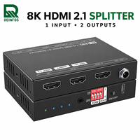 DQINFOS Répartiteur HDMI 2.1 1x2, 1 entrée 2 sorties pour moniteur de jeu, 48 Gbps, compatible HDCP 2.3, transmission vidéo 8K60Hz 4:4:4