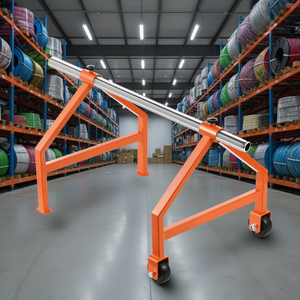 Portarotoli per filo metallico da 29,9 pollici di diametro con ruote per impilare scaffali, arancione, in acciaio verniciato per movimentazione materiali - Product Image 2