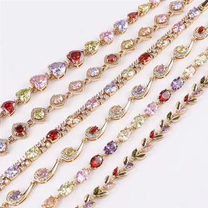 เครื่องประดับแฟชั่นผู้หญิงสุดอินเทรนด์ สร้อยข้อมือทอง 18K ชุบทองเหลือง ประดับจี้รูปหัวใจ ประดับเพชรซิคอนหลากสี ของขวัญ CM <span class=keywords><strong>YIM</strong></span> - Product Image 4