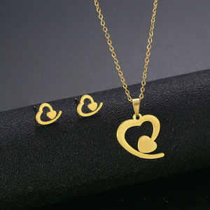 Accessoires géométriques <span class=keywords><strong>HP</strong></span> Hip hop Boucles d'oreilles en acier inoxydable or 18 carats Ensemble collier et boucles d'oreilles - Product Image 5