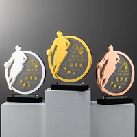 Plaque de trophée de ballon de football en métal couleur or argent bronze MH-NJ0267