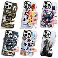 Conception de dessin animé à la mode pour étui iPhone pour 14 15 17 PRO MAX comprenant une poignée de téléphone Protection contre les chocs citation de voyage sac OPP