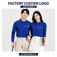 Chemises Polo Unisexe à Manches Longues avec Logo Personnalisé, 200GSM Polyester Uni, Tailles Asie Europe, pour Tenues de Travail d'Équipe Professionnelle, Vente en Gros