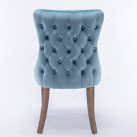 Chaise de salle à manger rembourrée en velours, dossier capitonné avec boutons, garniture à clous, pieds en bois, chaise d'appoint pour cuisine, restaurant, hôtel