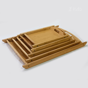 Ensemble de plateaux de service en bambou, rectangulaires, en bois massif, pour thé, café, boissons, avec poignée, pour la cuisine domestique - Product Image 1