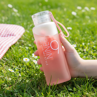 Bouteilles d'eau en verre borosilicate de haute qualité, colorées, portables, vierges, réutilisables, personnalisées, mates, givrées, sportives, motivantes, 450 ml