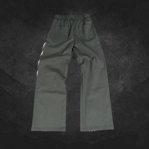Pantalons de survêtement larges en coton lourd, nouvelle mode, pour hommes, imprimés personnalisés, délavés, avec bande latérale - Product Image 2