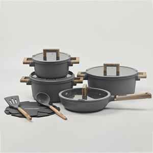 Donnor Ensemble de 13 pièces de batterie de cuisine en métal antiadhésif, Best-seller Jili, comprenant marmite à soupe moderne, poêle à frire, plat carré et plat à <span class=keywords><strong>pizza</strong></span> transfrontalier - Product Image 3