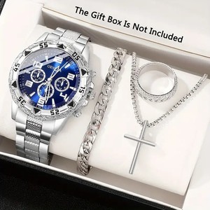 <b>Cross</b>-border Hot-selling Watch Jewelry Set Non-fully Automatic Mechanical Watch Men's Business Fashion Trendy Alloy Stainless - Product Image 1