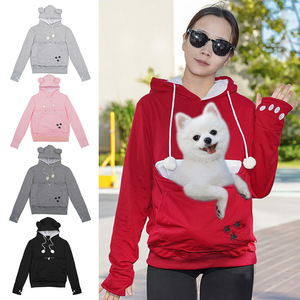 Hooded <b>Pet</b> <b>Carrier</b> Sweatshirt With Large Front Pocket For Dogs And Cats Casual Winter Wear Full Sleeve Jersey Fabric - Product Image 1