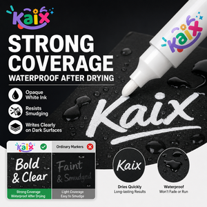 <span class=keywords><strong>Pennarello</strong></span> Acrilico <span class=keywords><strong>Bianco</strong></span> KAIX 2.0mm, Penna Pittorica Opaca Impermeabile ad Asciugatura Rapida, Personalizzabile con Logo, per Disegno su Carta Nera - Product Image 1