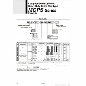 Modèle de cylindre de guidage compact SMC Pneumatics MGPS50-125 pièces pneumatiques - Product Image 1