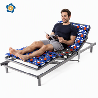 Cadre de lit électrique réglable en hauteur avec revêtement thermolaqué, en métal et lattes de bois, couleur personnalisable, taille sur mesure, montage facile