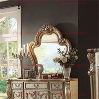 Ensembles de chambre à coucher de luxe de style européen antique, couleur dorée, meubles de chambre à coucher, lit royal en bois, meubles de maison en bois traditionnels