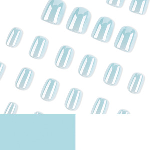 <strong>Nail</strong> Art <strong>Simple</strong> Coated Cyan Solid-Color Pre-<strong>Designed</strong> Wearable <strong>Nails</strong> Short Square European American Export Press on False <strong>Nails</strong> - Product Image 4