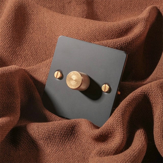 Maxery Stainless Steel Brass Rotary Dimming Switch Plate Flush-Mounted Switch Knob Knurling Plate US Standard Home Bar Hotel