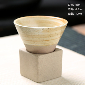 Taza de café de cerámica de estilo japonés Vintage, taza de café con leche de cerámica hecha a mano con platillo, taza de té esmaltada rústica para uso doméstico o de cafetería - Product Image 2