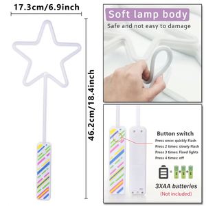 Star <b>LED</b> Neon Party <b>Lights</b> Flashing Heart-Shaped Glow Toy Plastic <b>Light</b>-Up Wand for Halloween Christmas Valentine's Day - Product Image 6
